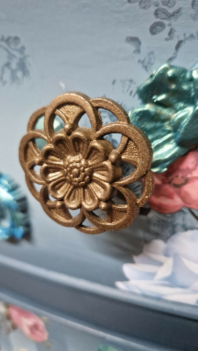 Blue Upcycled Vintage Bedside Cabinet Drawers