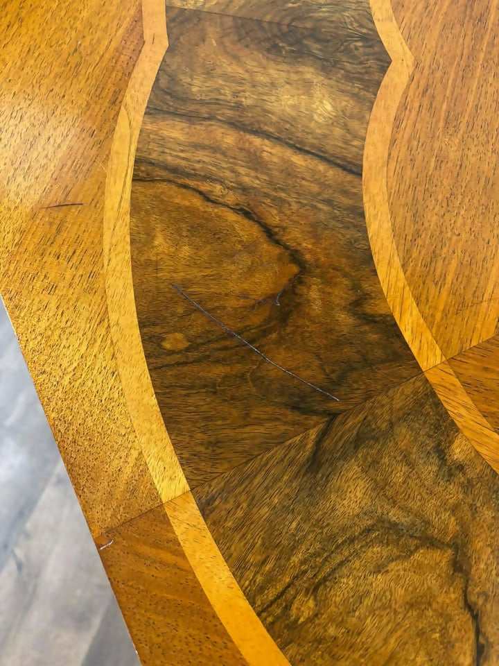 Art Deco Inlaid Walnut Draw Leaf Dining Table