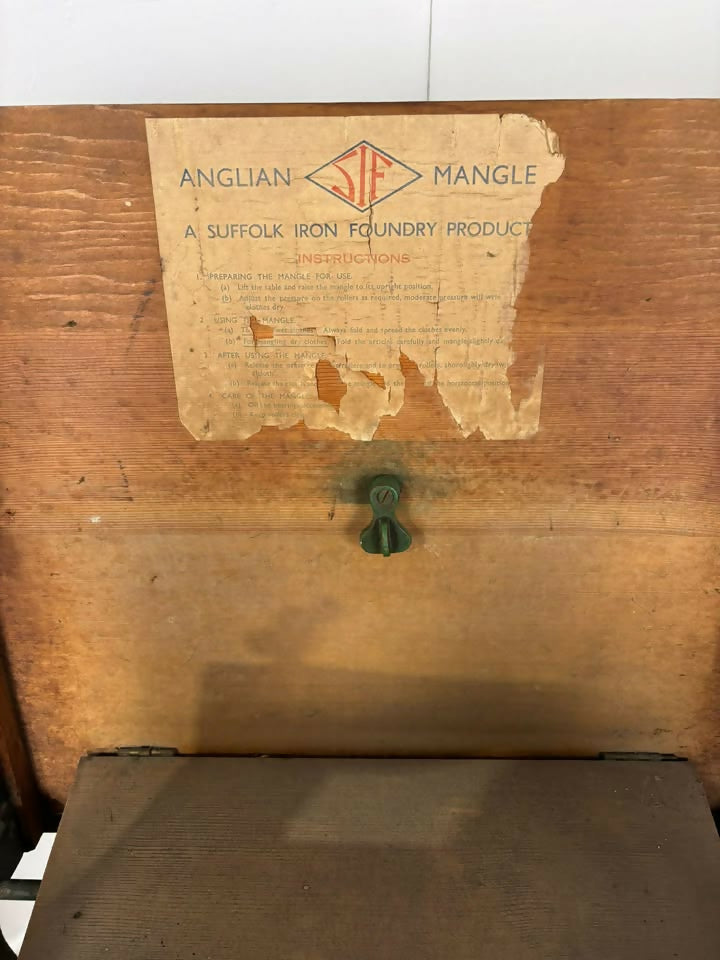 Vintage ‘Anglian’ Cast Iron Mangle With Pine Rollers
