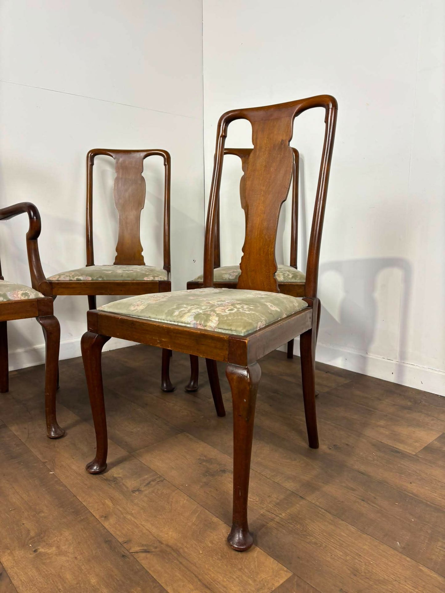 Set of Four Vintage Mahogany Dining Chairs Including Carver
