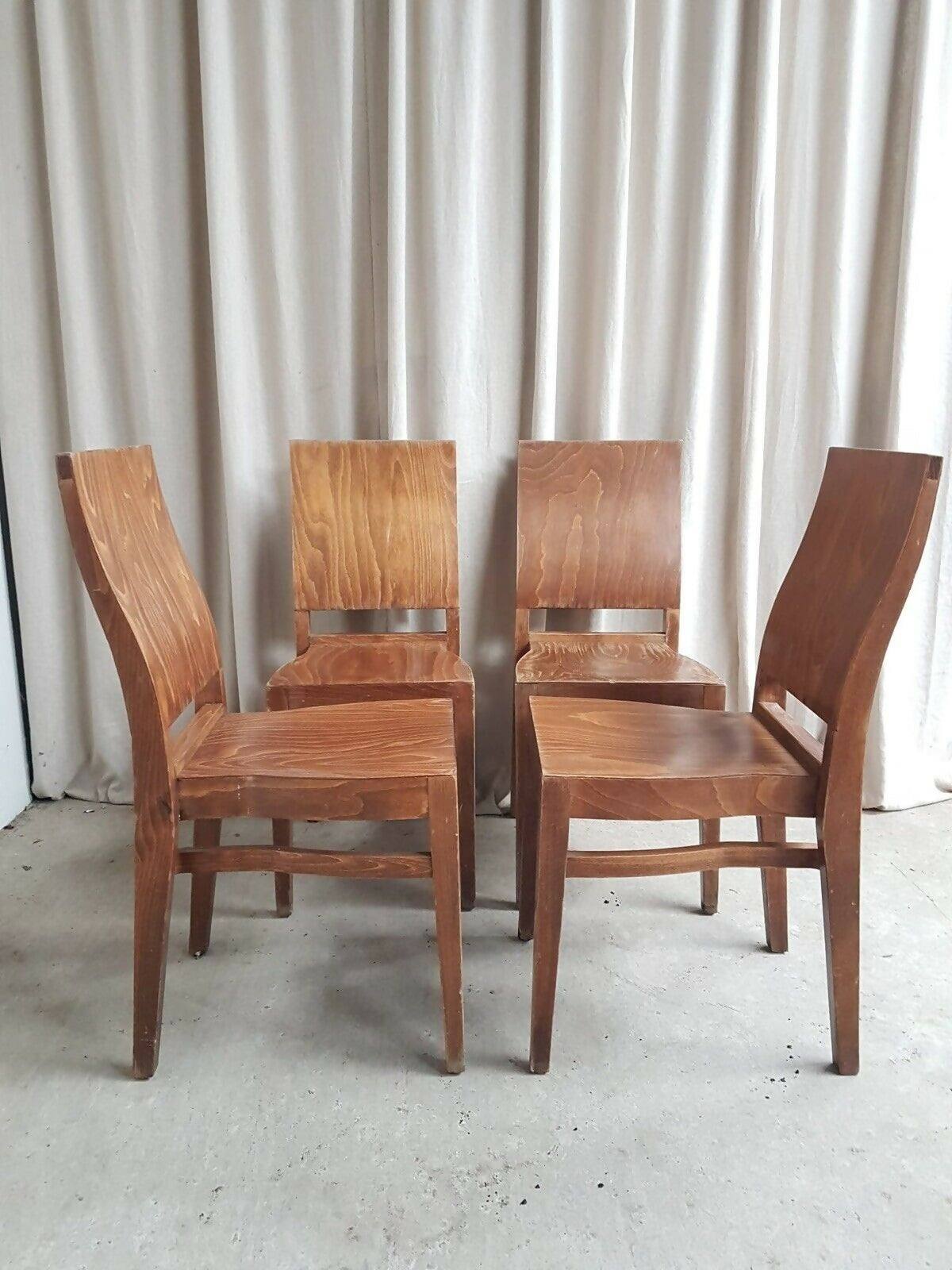 Vintage Mid Century Style Industrial Set Of 4 Stacking Dining Chairs Retro R665