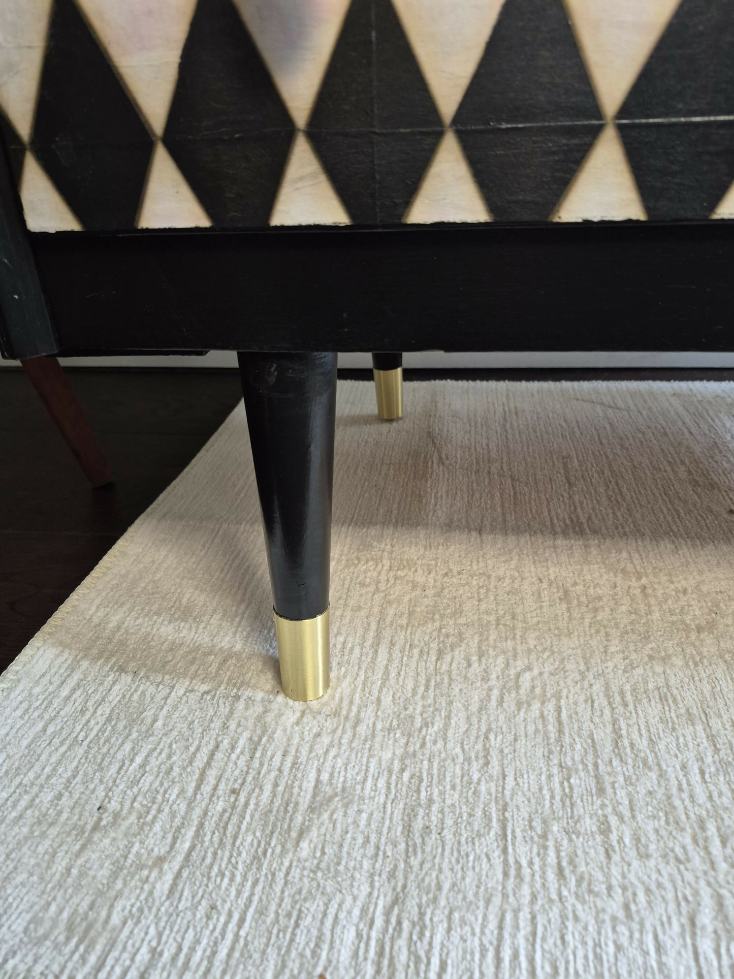 SOLD - Hand Painted Vintage Mid-Century Chest of Drawers Dresser Buffet Storage Black decoupage