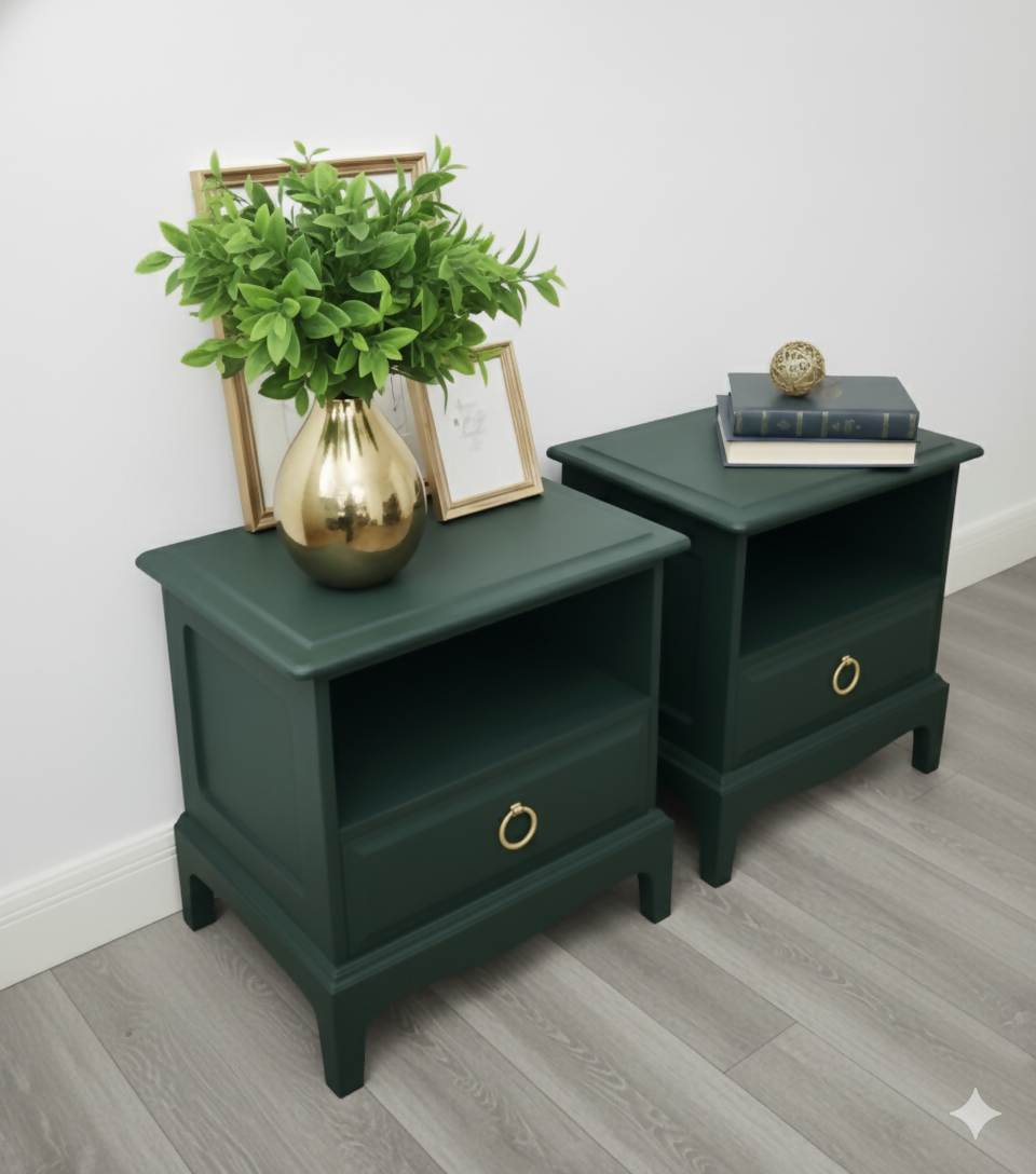 Stag minstrel cubby bedsides in dark green