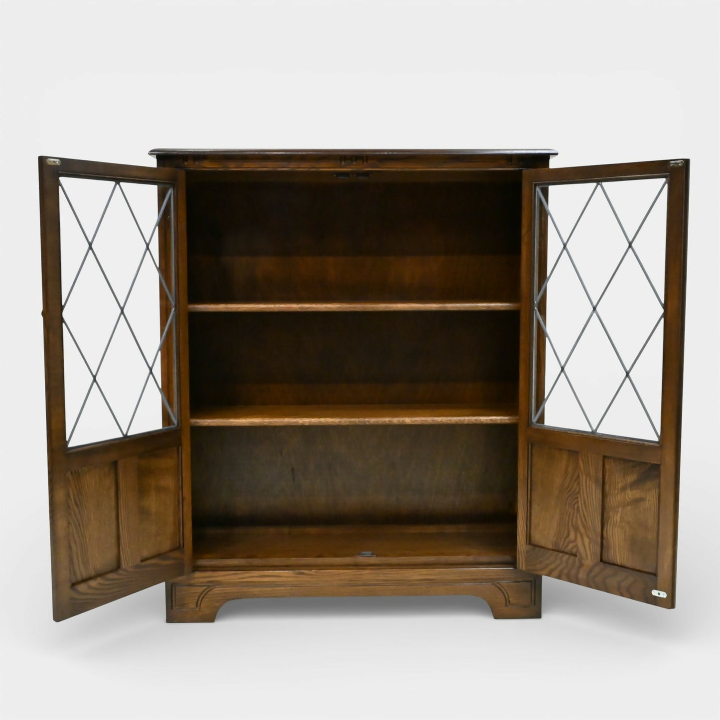 Vintage Display Bookcase With 2 Shelves Leaded Glass Doors FREE UK Delivery*. SBR11047/1410E