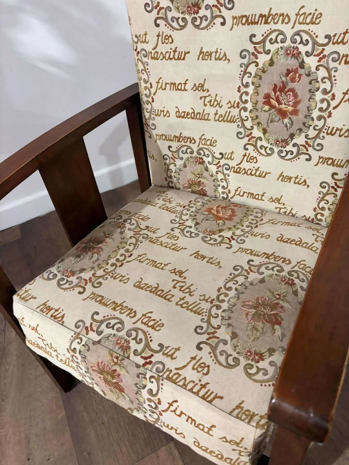 Vintage Beech Reclining Armchair – Upholstered with & plain Arms