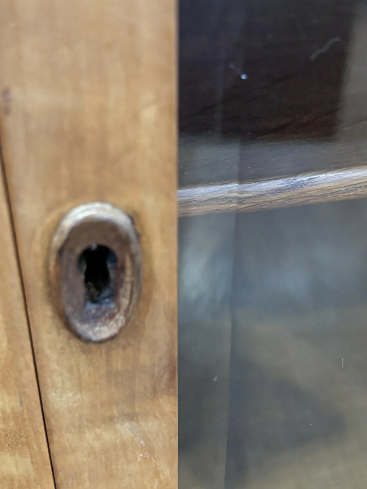 Satinwood Table Or Wall Small Vintage Display Cabinets. Lock & Key, Bevelled Glass