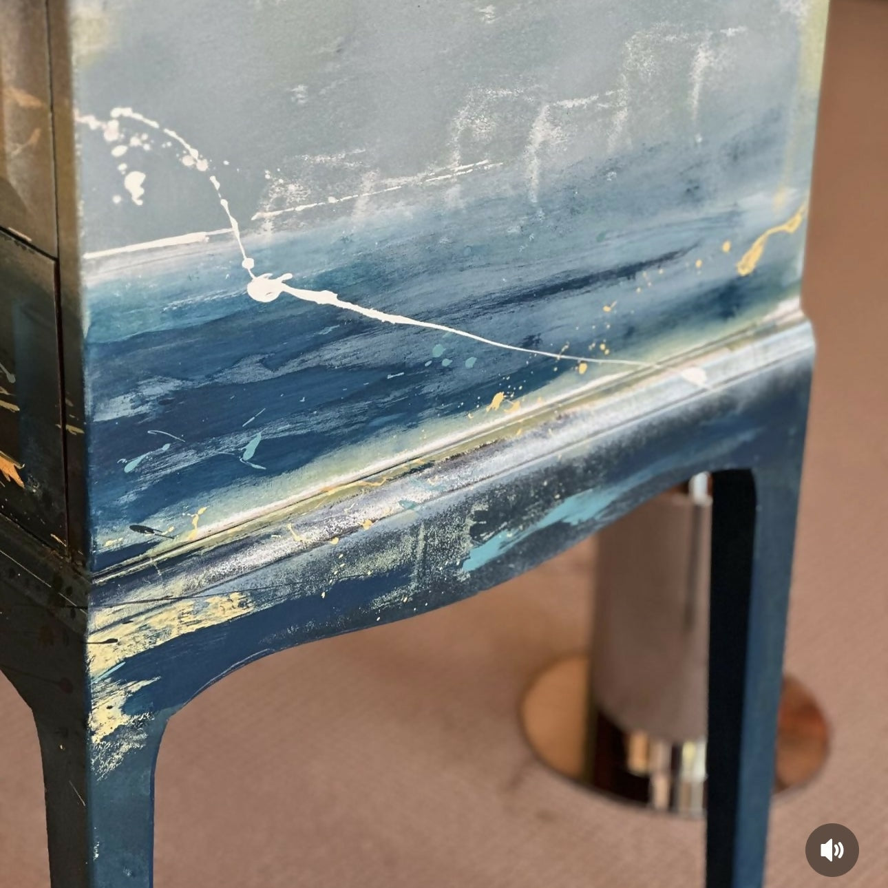 ** This Item is Sold ** Hand-Painted Stag Sideboard with Captivating Sea Scene