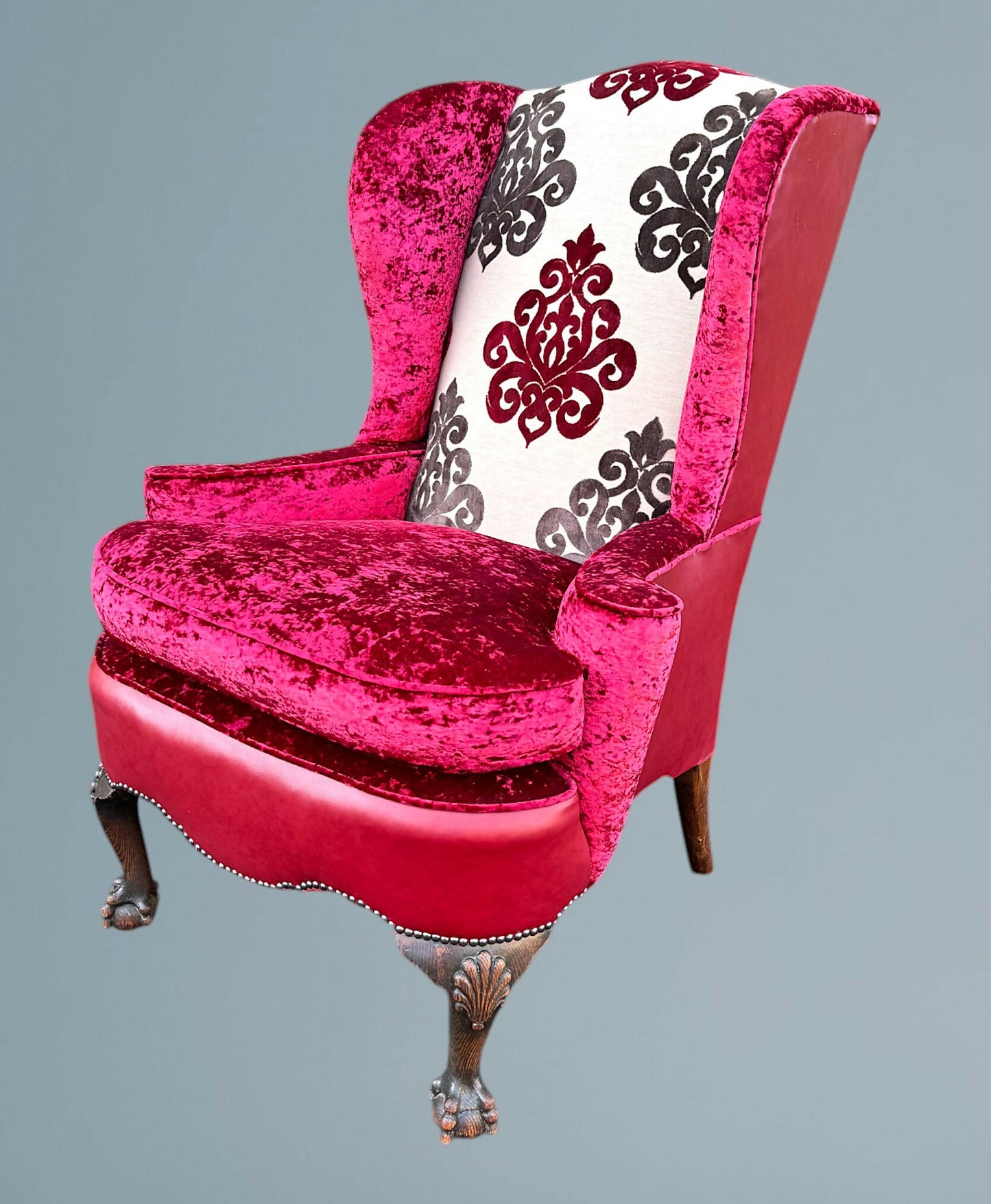 Oak Queen Anne Style Wing Chair