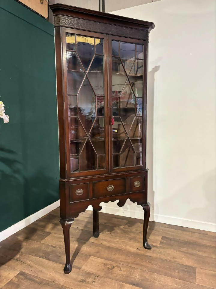 Antique Mahogany Corner Display Cabinet