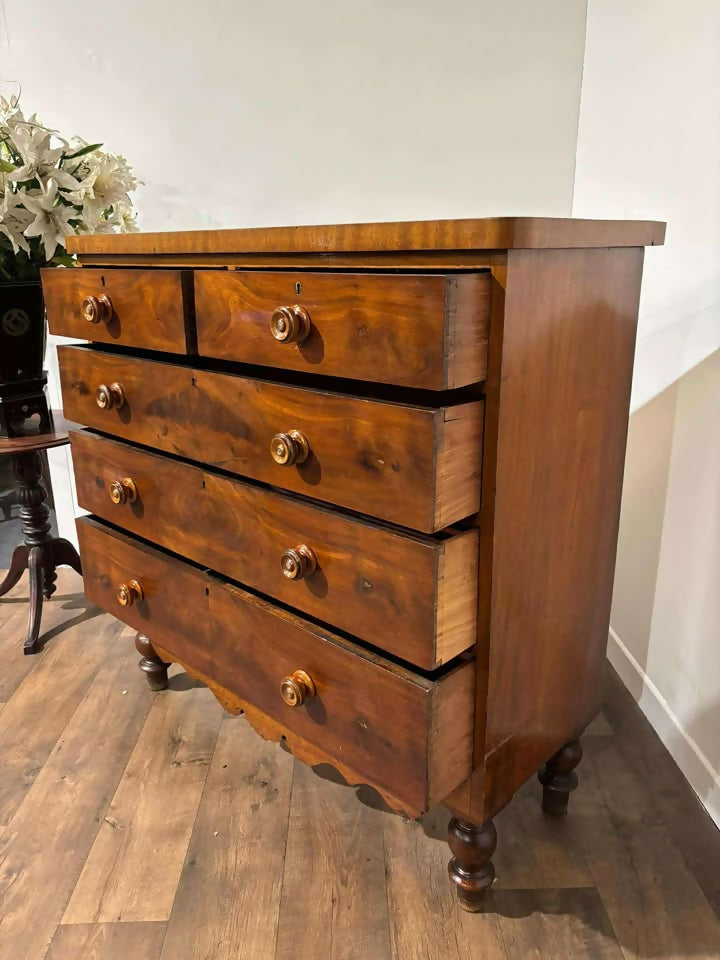 Victorian Mahogany Two Over Three Chest of Drawersas