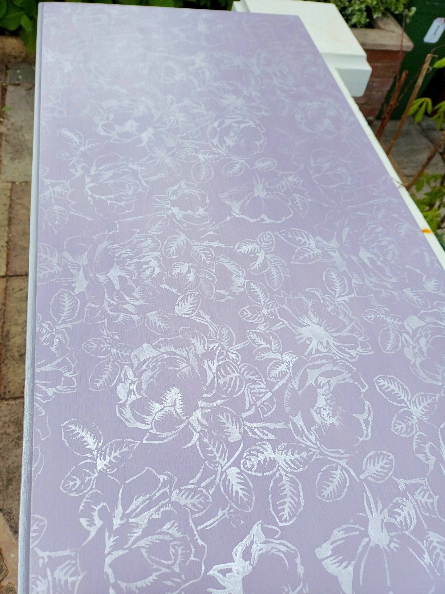 Upcycled Lilac and Silver Floral Cupboard