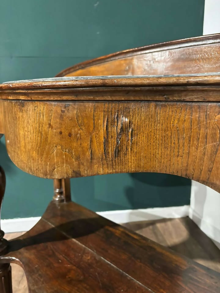 Victorian Mahogany Serpentine Front Console Table With Marble Top