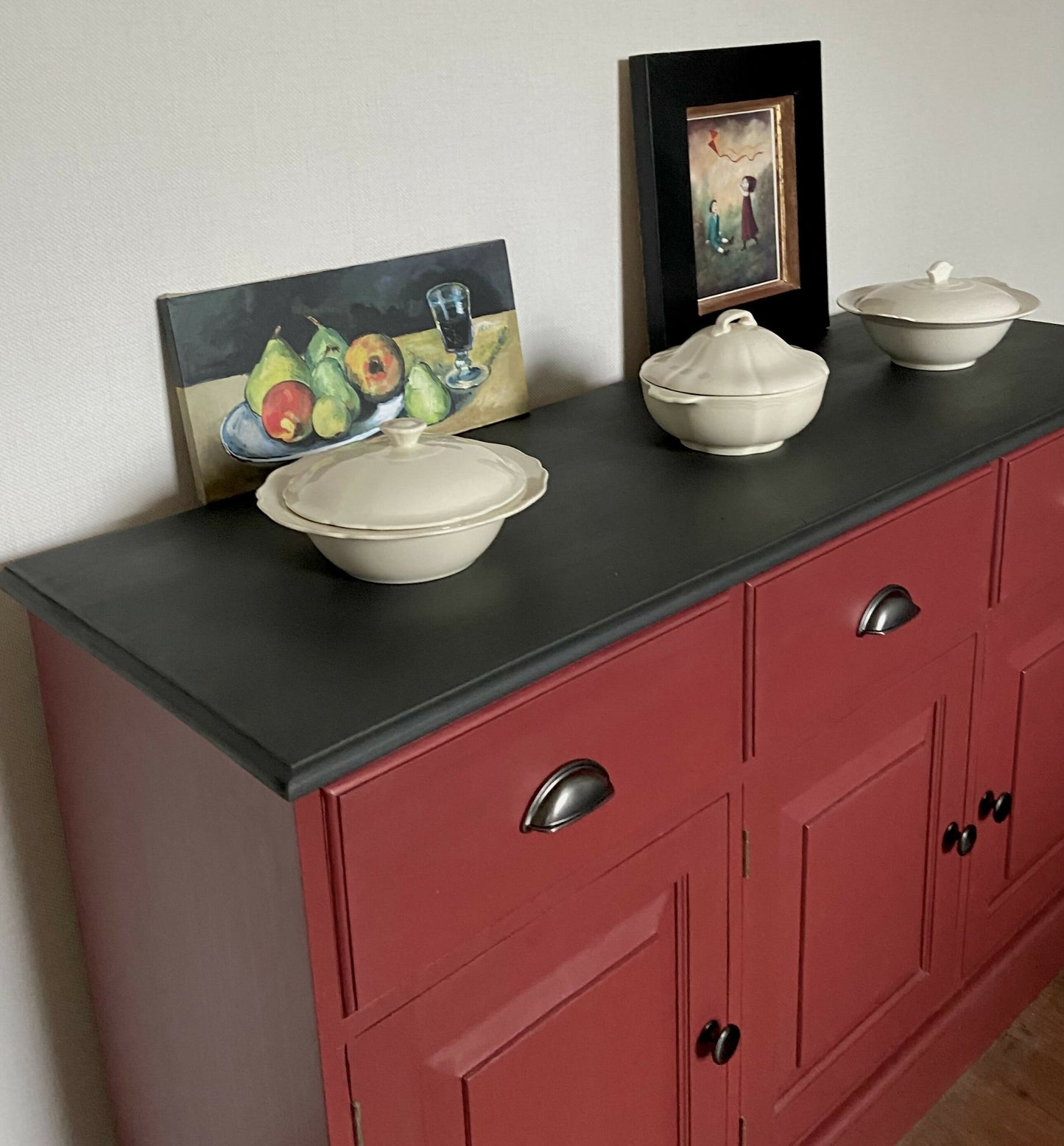 Pine Dresser Base Painted Red