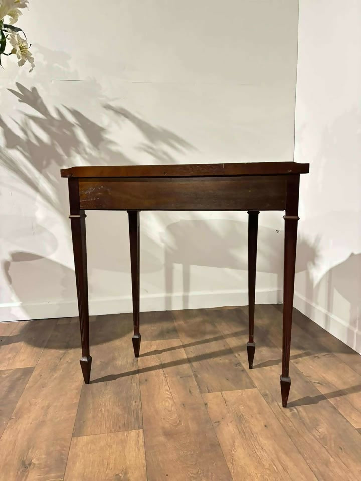 Reproduction Serpentine Front Two-Drawer Demi-Lune Side Table