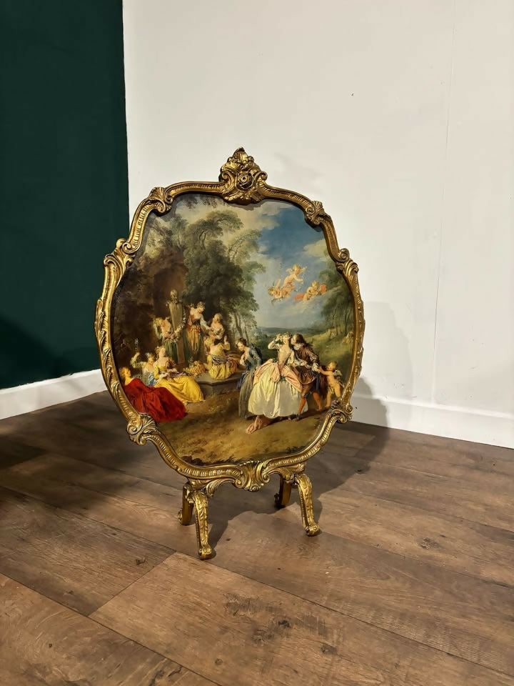 Antique Style Reproduction Painted Gilt Fire Screen00
