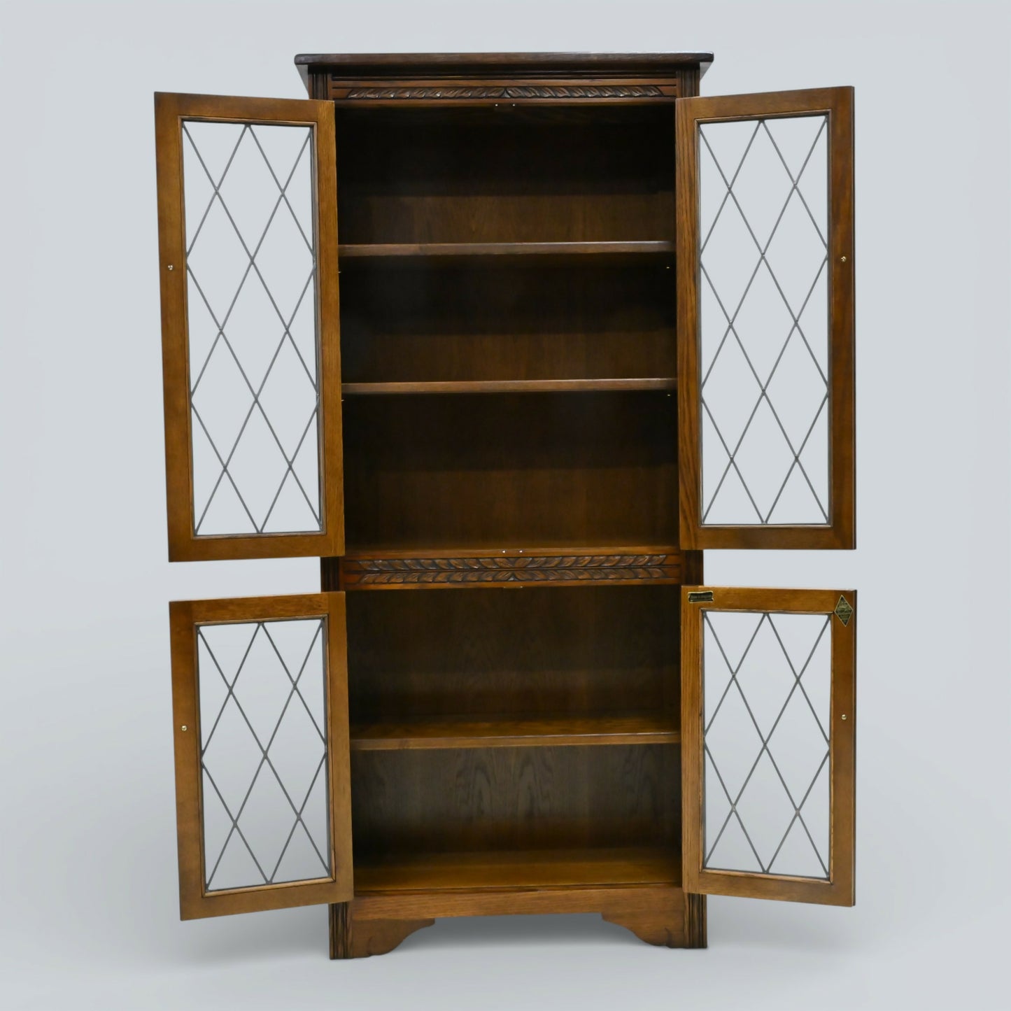 Old Charm Tall Bookcase Display Cabinet 4 Shelves Light Oak FREE UK Delivery*
