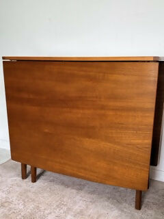 Mid Century Modern Teak Drop Leaf Dining Table Vintage Space Saving Gate Legs