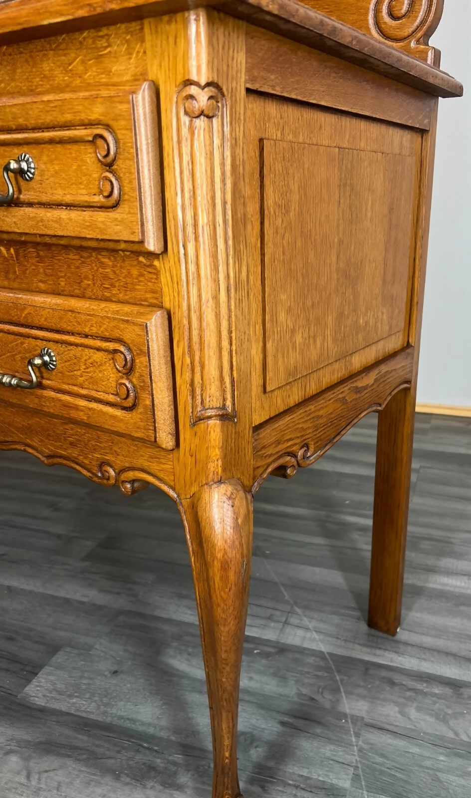 Dressing Table with Mirror Vintage French Louis Oak Vanity Makeup Table LOT 2757