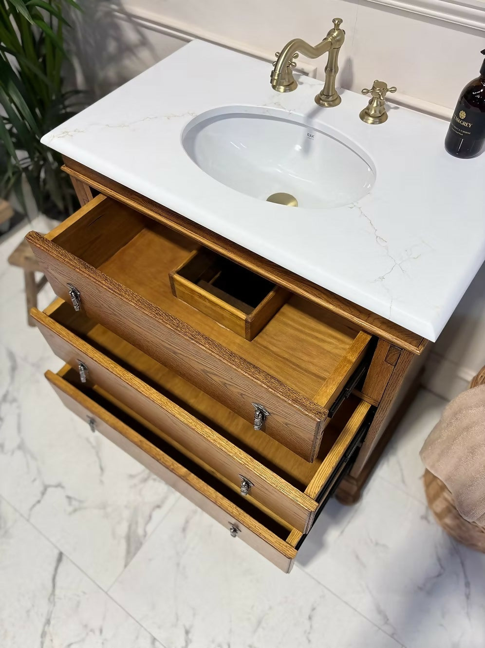 Oak Bureau Vintage Vanity Unit