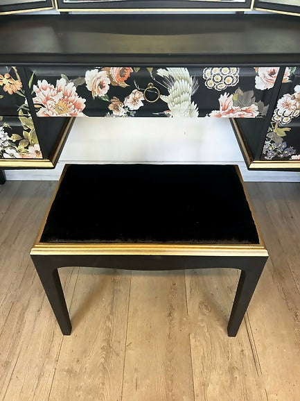 Black and Gold Chinoissrie Stag Dressing Table
