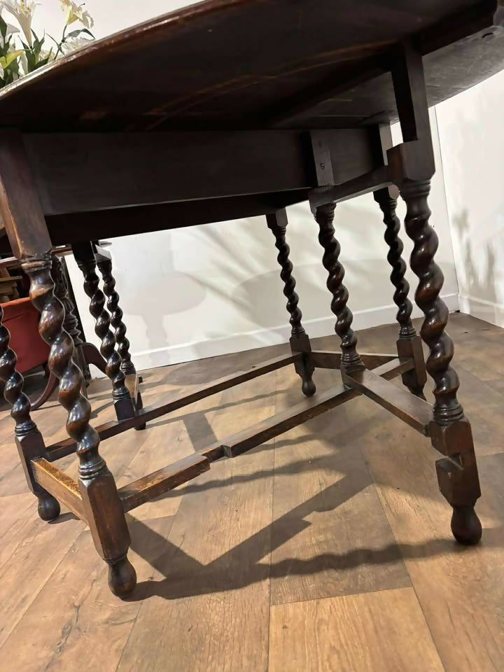 Oak Gateleg Dining Table On Barley Twist Supports