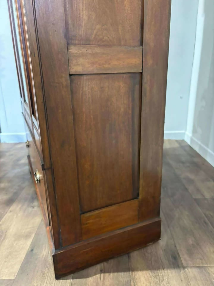 Edwardian Red Walnut Mirror Door Wardrobez