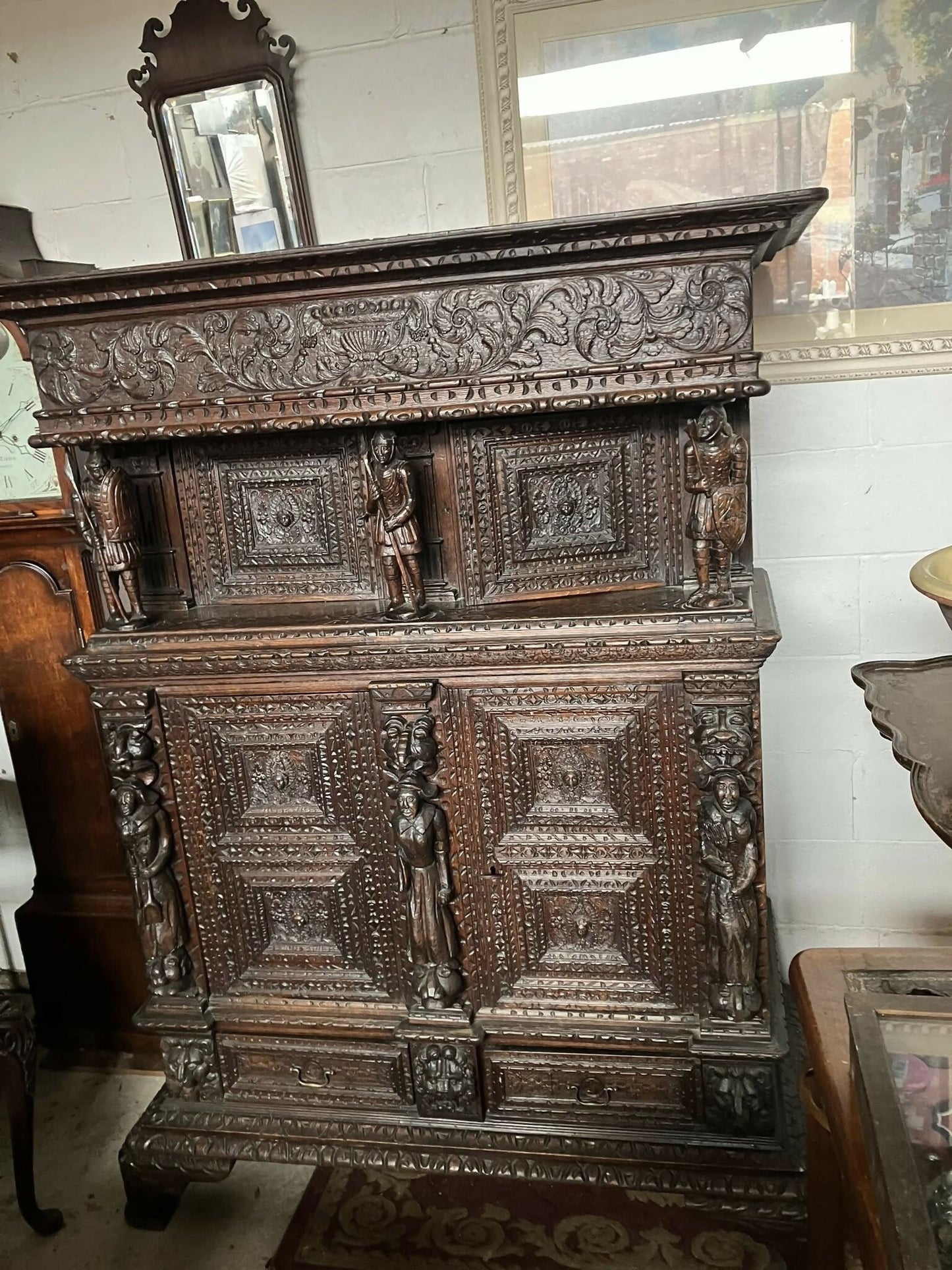 Heavily Gothic Antique Court Cupboard