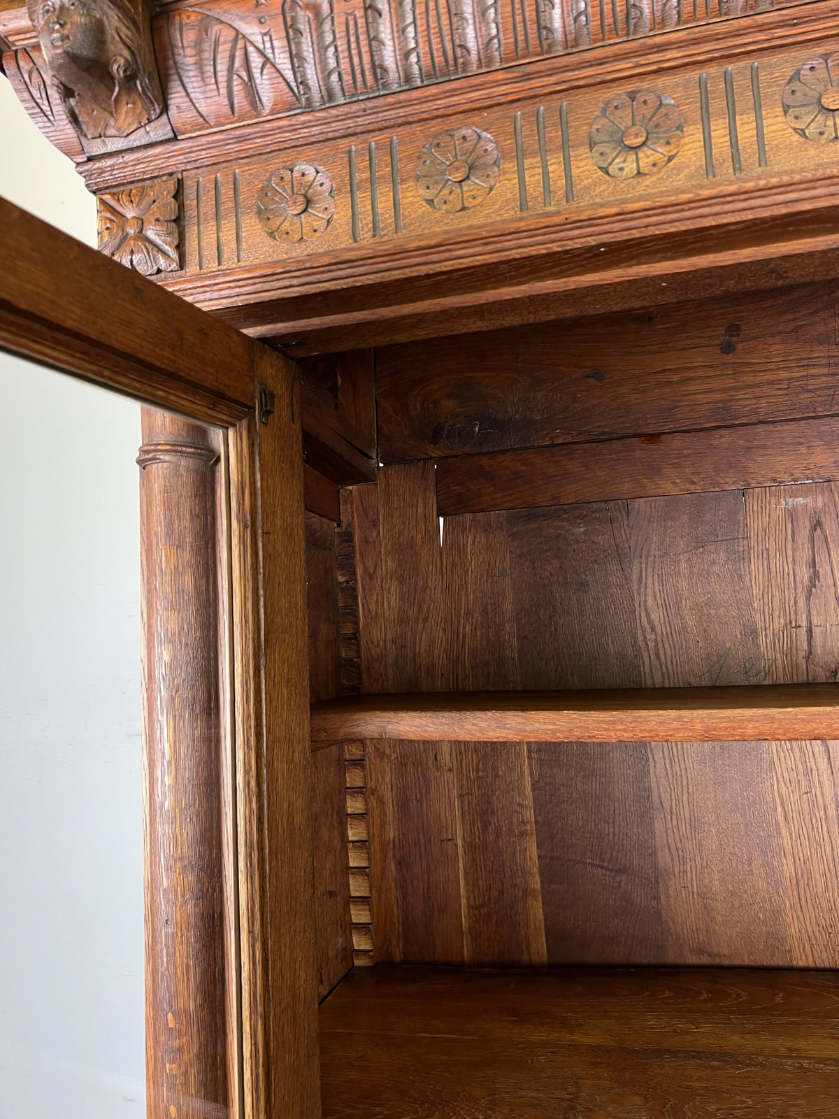 Bookcase Antique French Style Glazed Display Oak Cabinet Sideboard LOT 6513