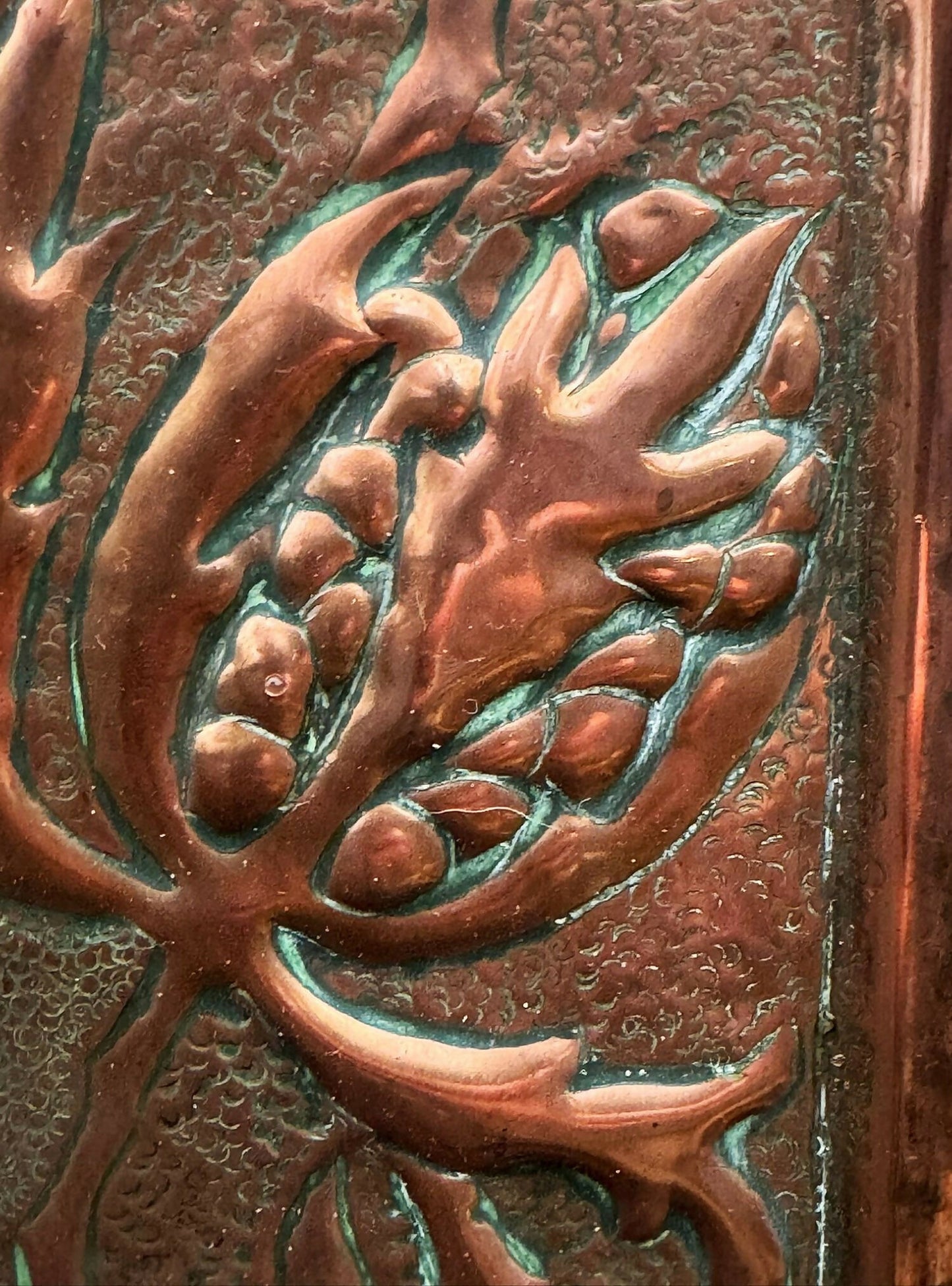 Art Nouveau Copper and Brass Mirror