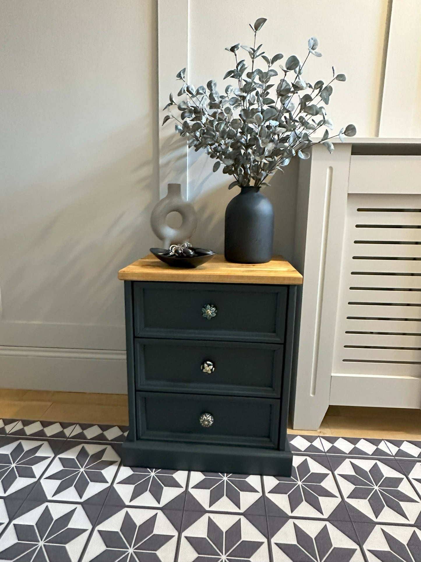 Hand Painted Solid Wood Chest of Drawers / Side Table or Bedside Table with Storage - Elegant Furniture for Any Room