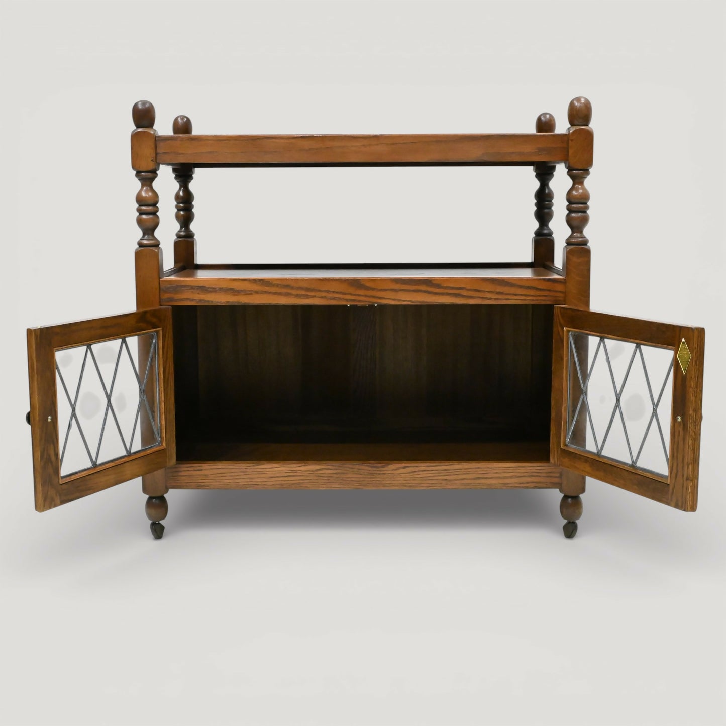 Old Charm Wood Bros Tea Serving/Wine Trolley Leadlite Doors FREE UK Delivery. SBR11093/2710E