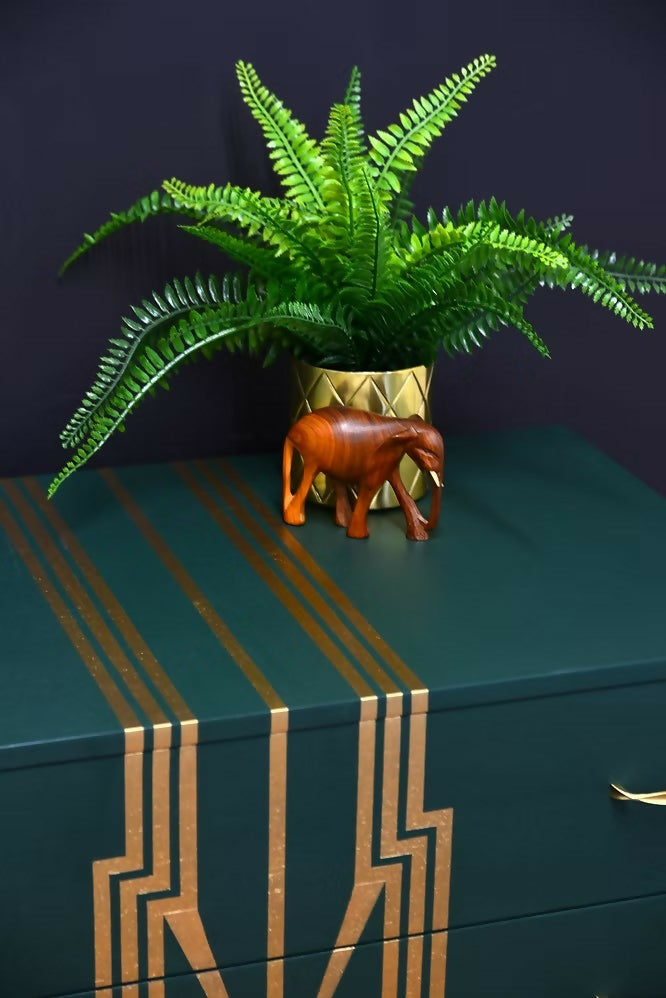 Mid Century modern Drawers,Green and Gold Chest of Drawers.
