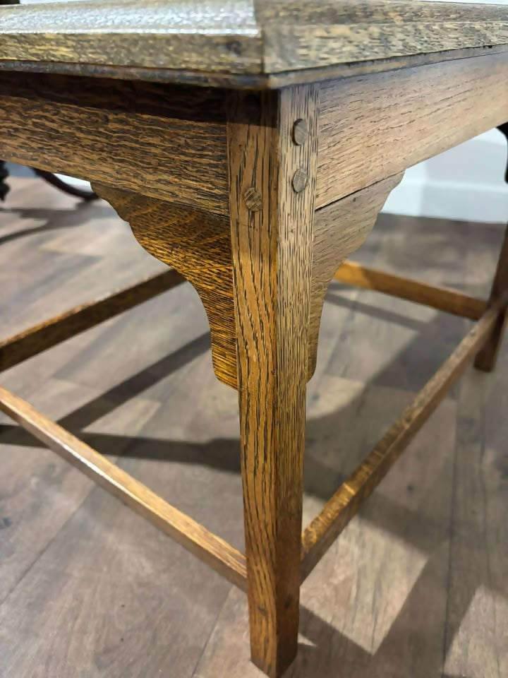 19th Century Oak Occasional Table With Tapestry Top Under Glass