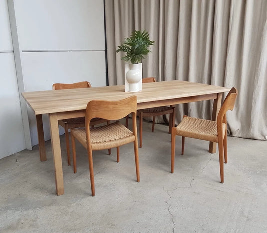Vintage Late Mid Century Solid Oak Danish Dining Table Retro Scandi R915