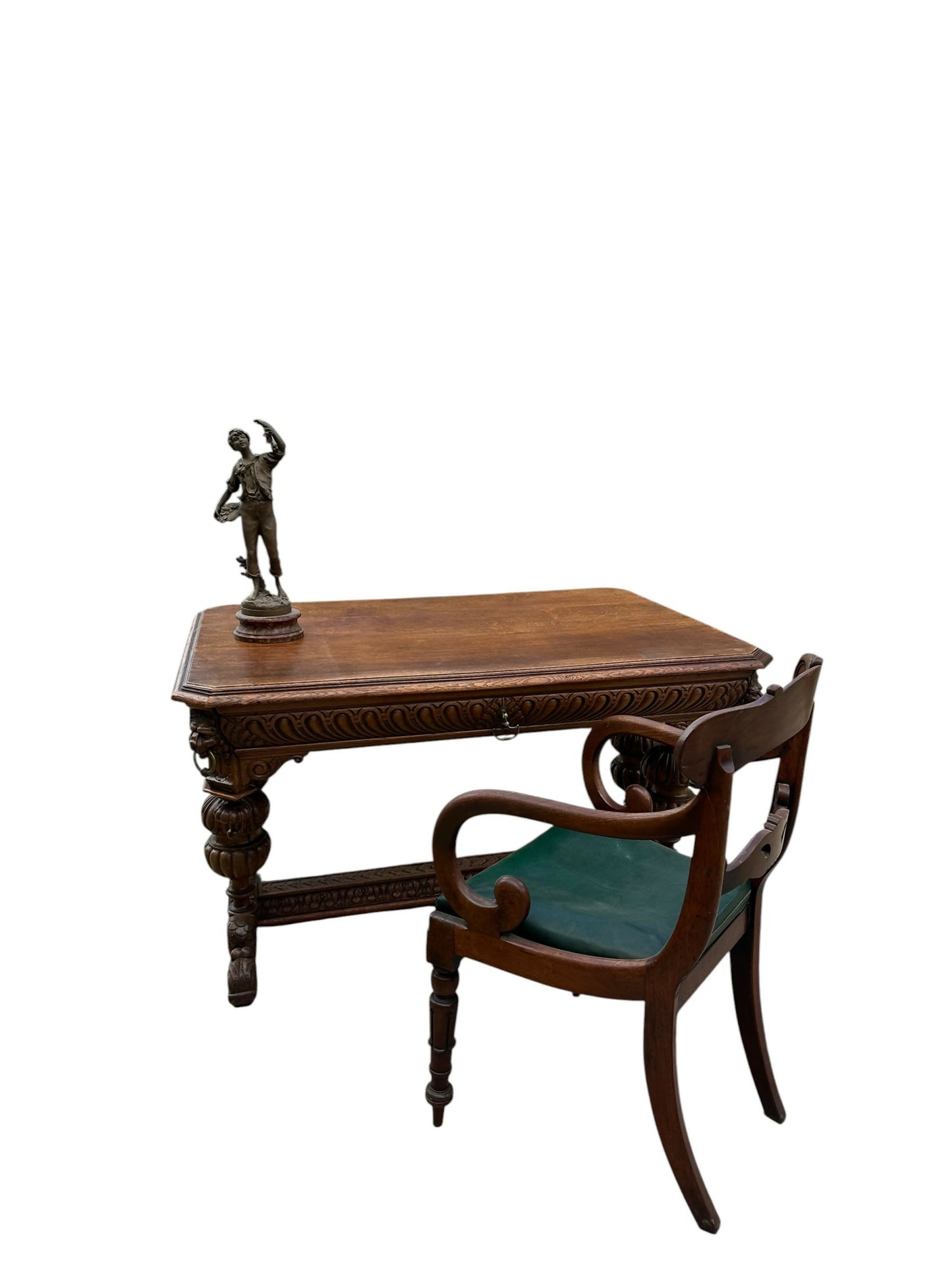 Antique Victorian solid Oak library table