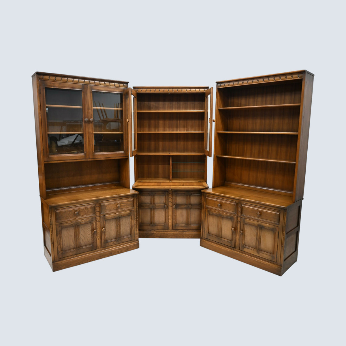 Ercol Mural Wall Unit Display Cabinet Golden Dawn Finish FREE UK Delivery*