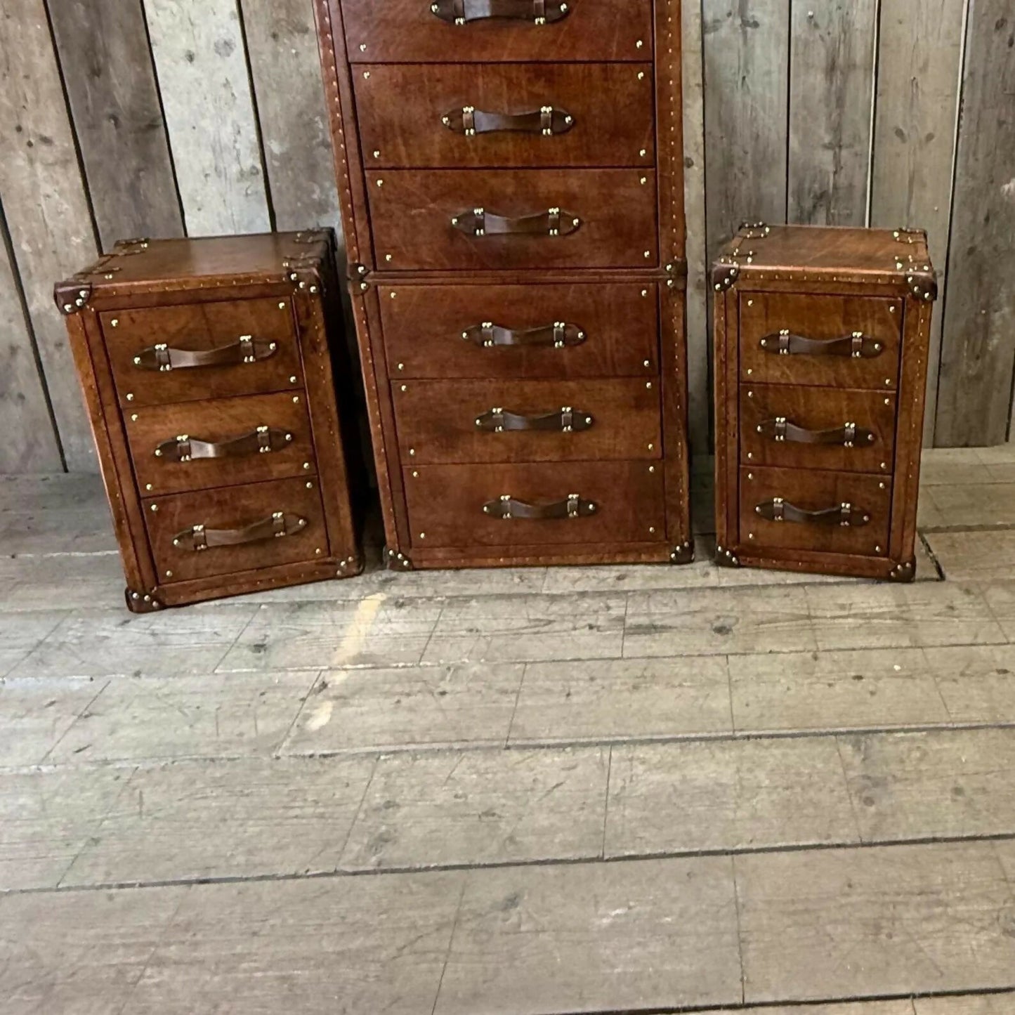 luxury handmade bridle leather bedroom suite set