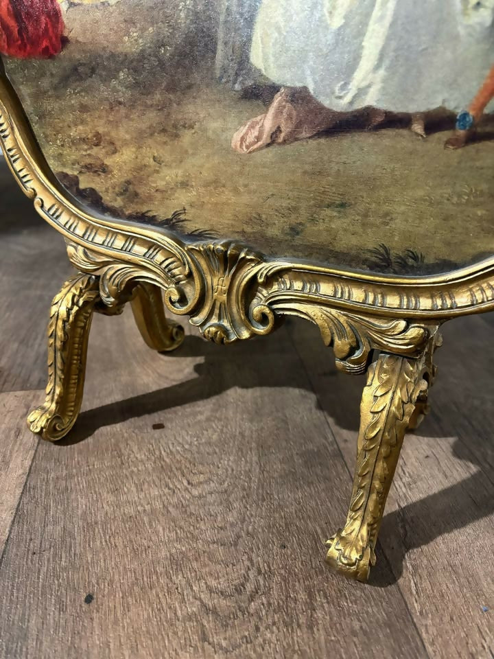 Antique Style Reproduction Painted Gilt Fire Screen6