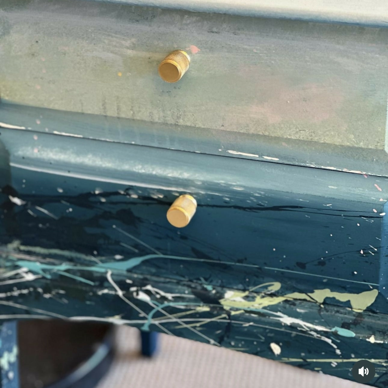 ** This Item is Sold ** Hand-Painted Stag Sideboard with Captivating Sea Scene