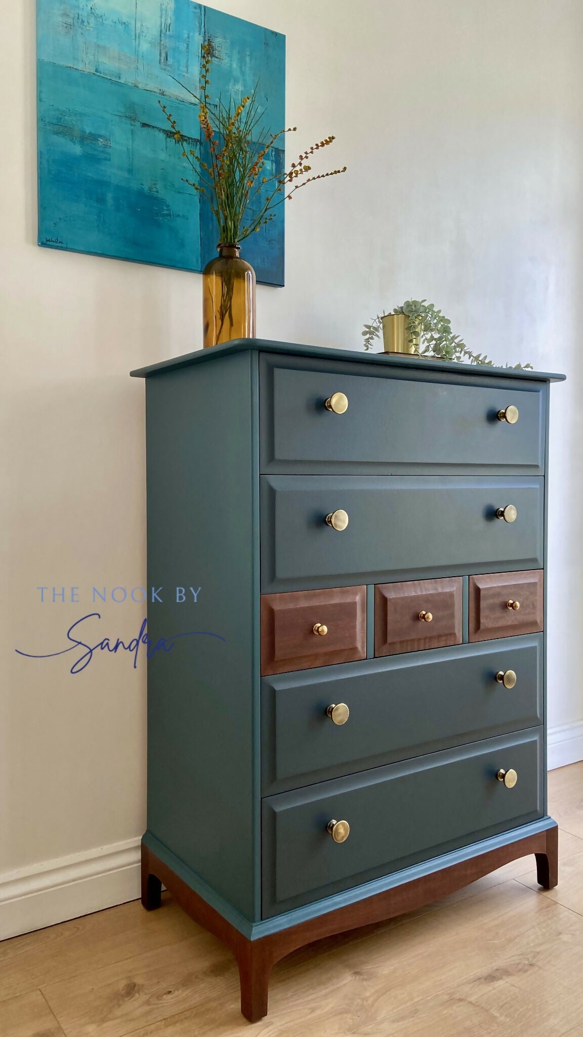 Stag Minstrel Chest of 7 Drawers upcycled in two tones Midcentury Modern