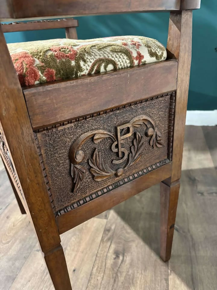 Edwardian Carved Piano Stool8