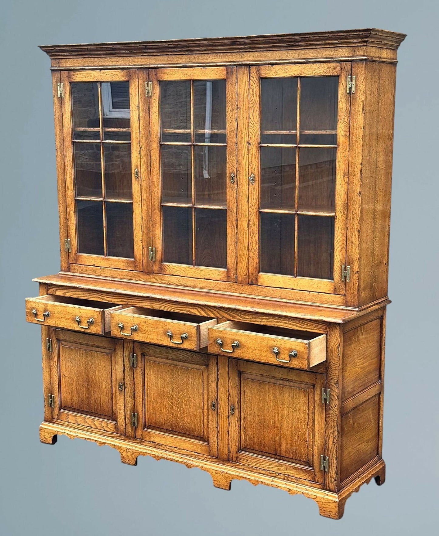Good Quality Oak Glazed Bookcase