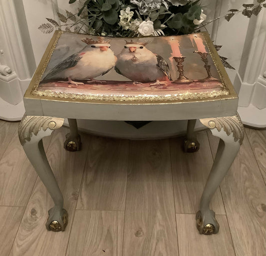 Bespoke Royal Parakeets piano stool