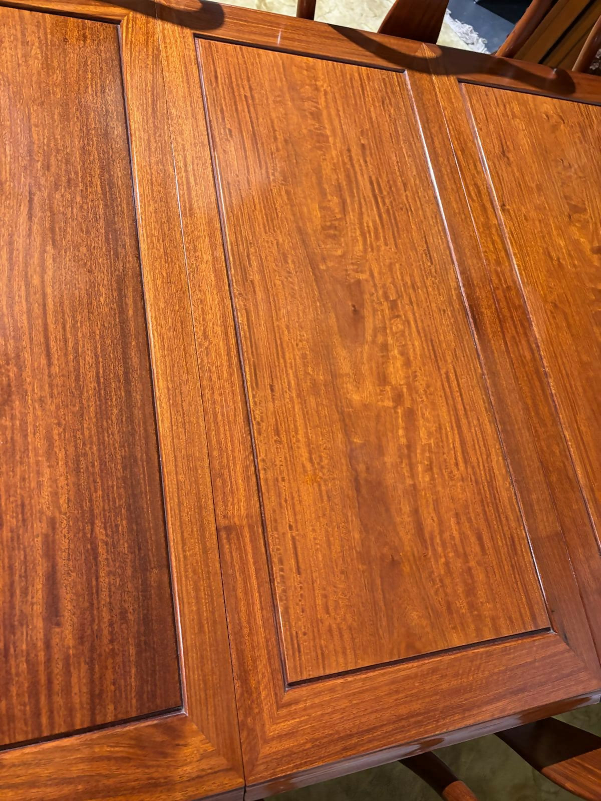 Vintage oriental style Chinese rosewood extending dining room table 9