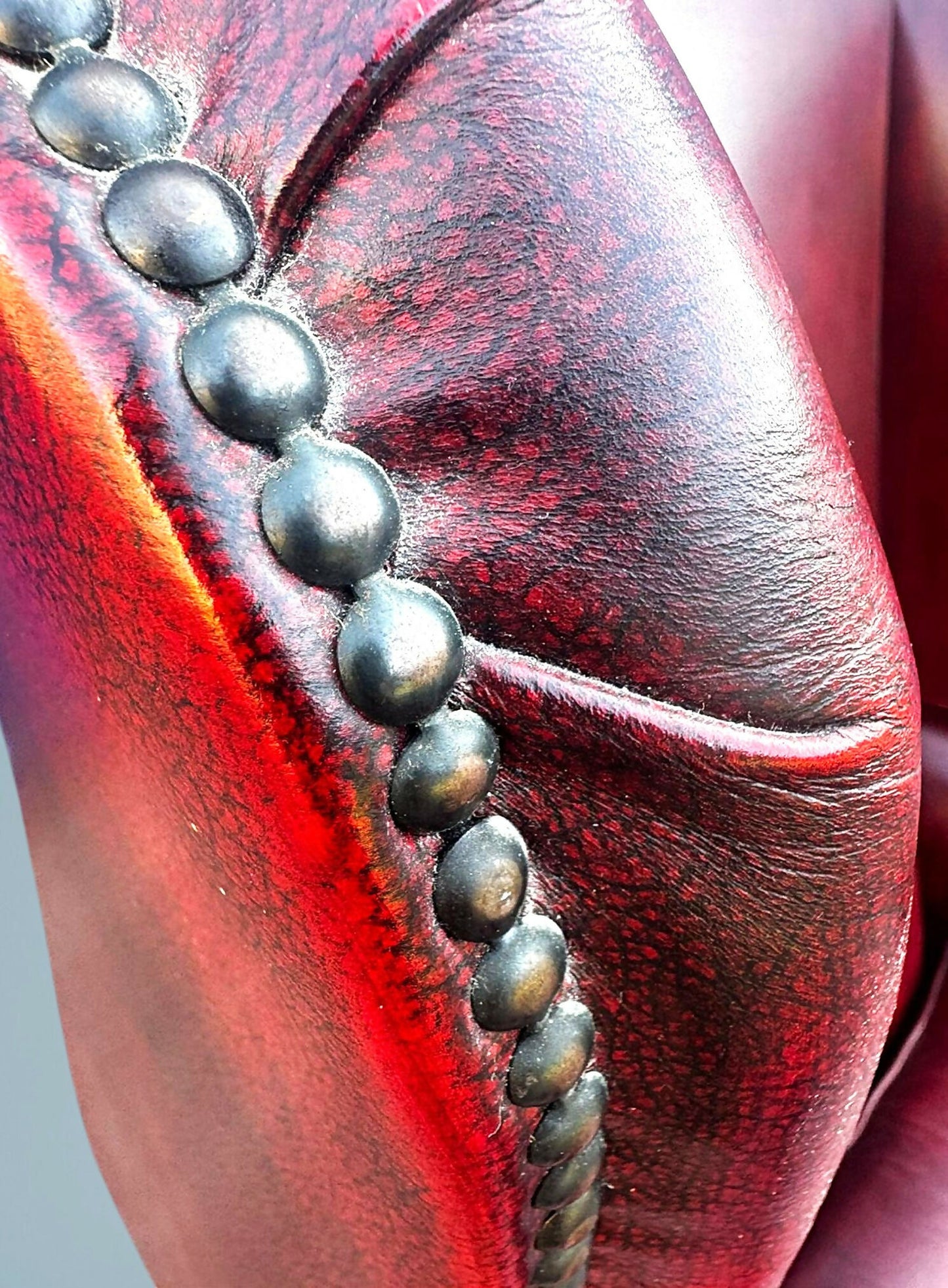 Queen Anne High Back Chesterfield Leather Armchair