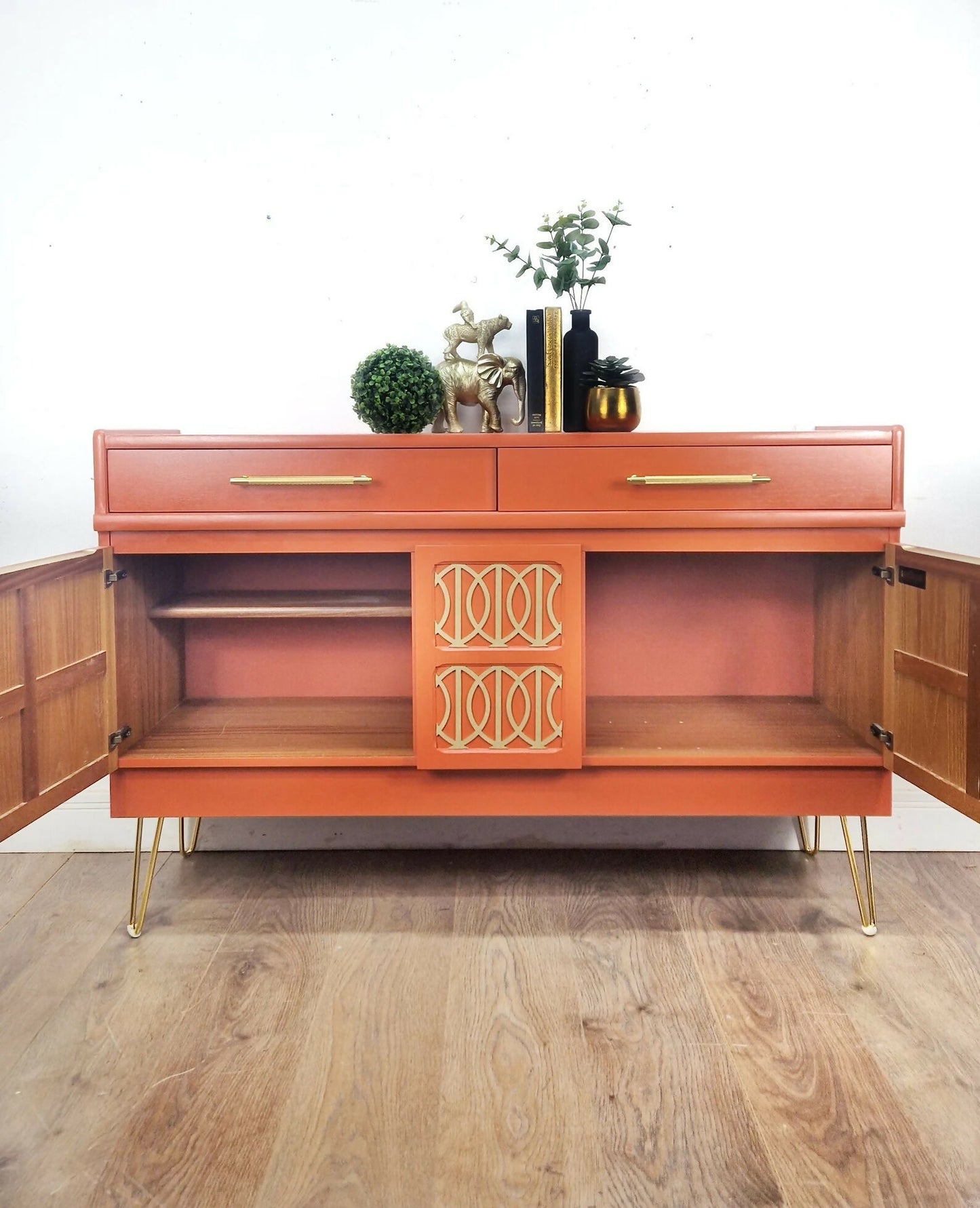 Midcentury modern nathan sideboard. Teak furniture, cocktail cabinet, orange furniture, media unit