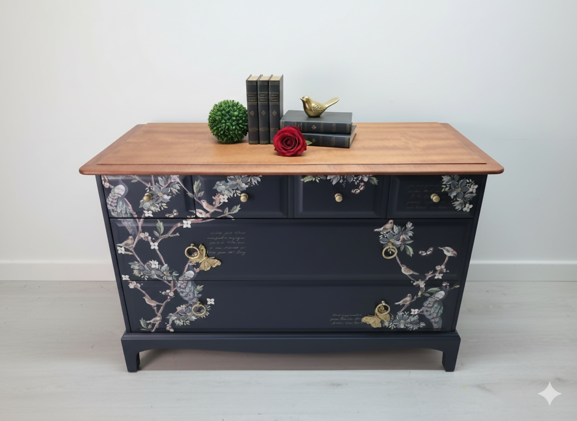 Stag minstrel chest of drawers in navy blue