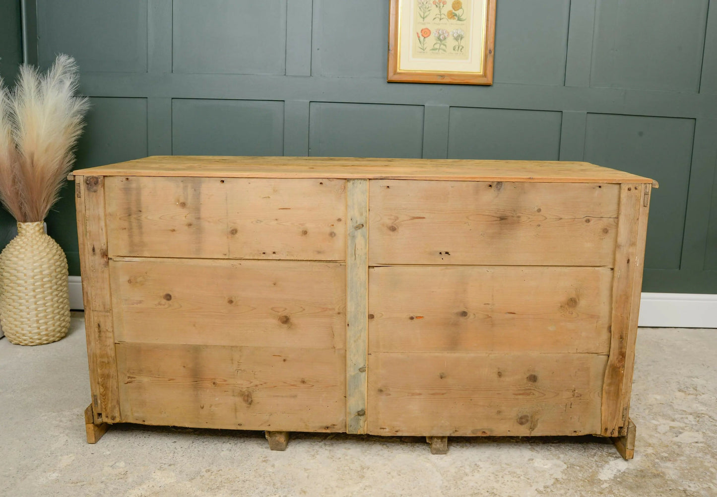 Victorian Pine Sideboard with Cupboard and Drawers