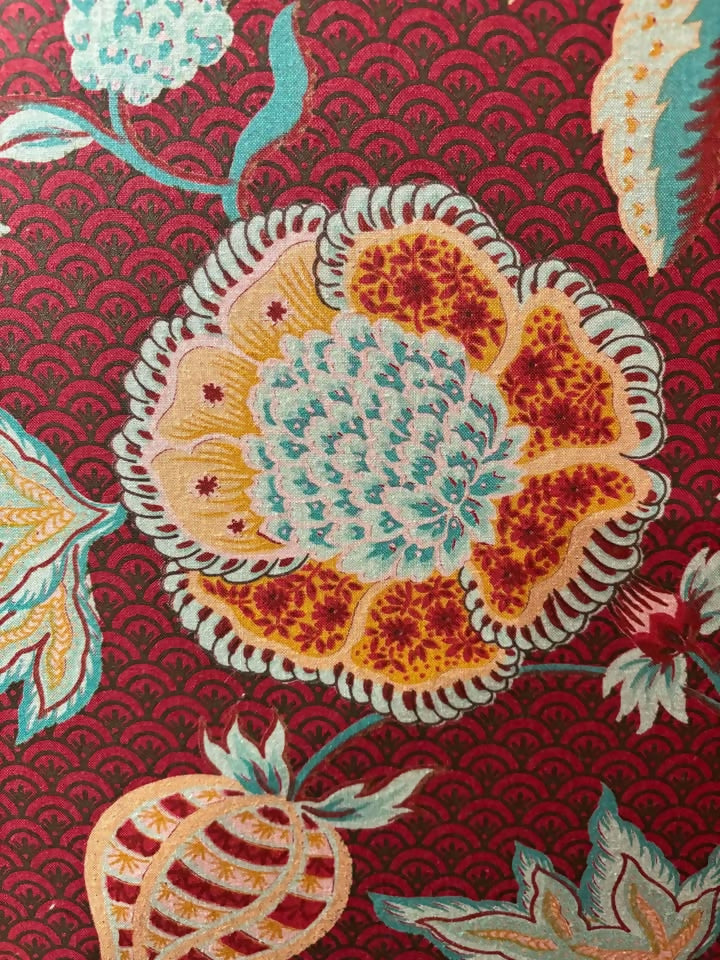 Vintage Fabric Covered Three Fold Dressing Screenm