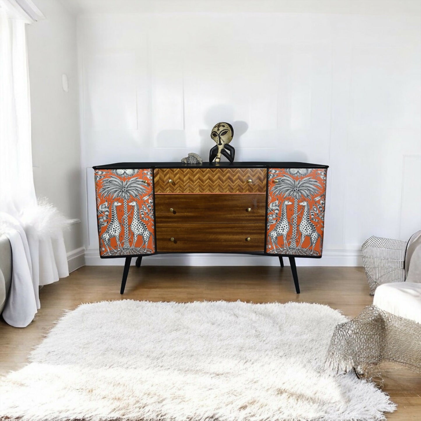Sideboard, decoupage, hand painted, storage, MCM, uniflex, diningroom, sittingroom